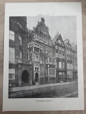 1893 Antique Print 52 Cadogan Square London Ernest George & Peto Architecture