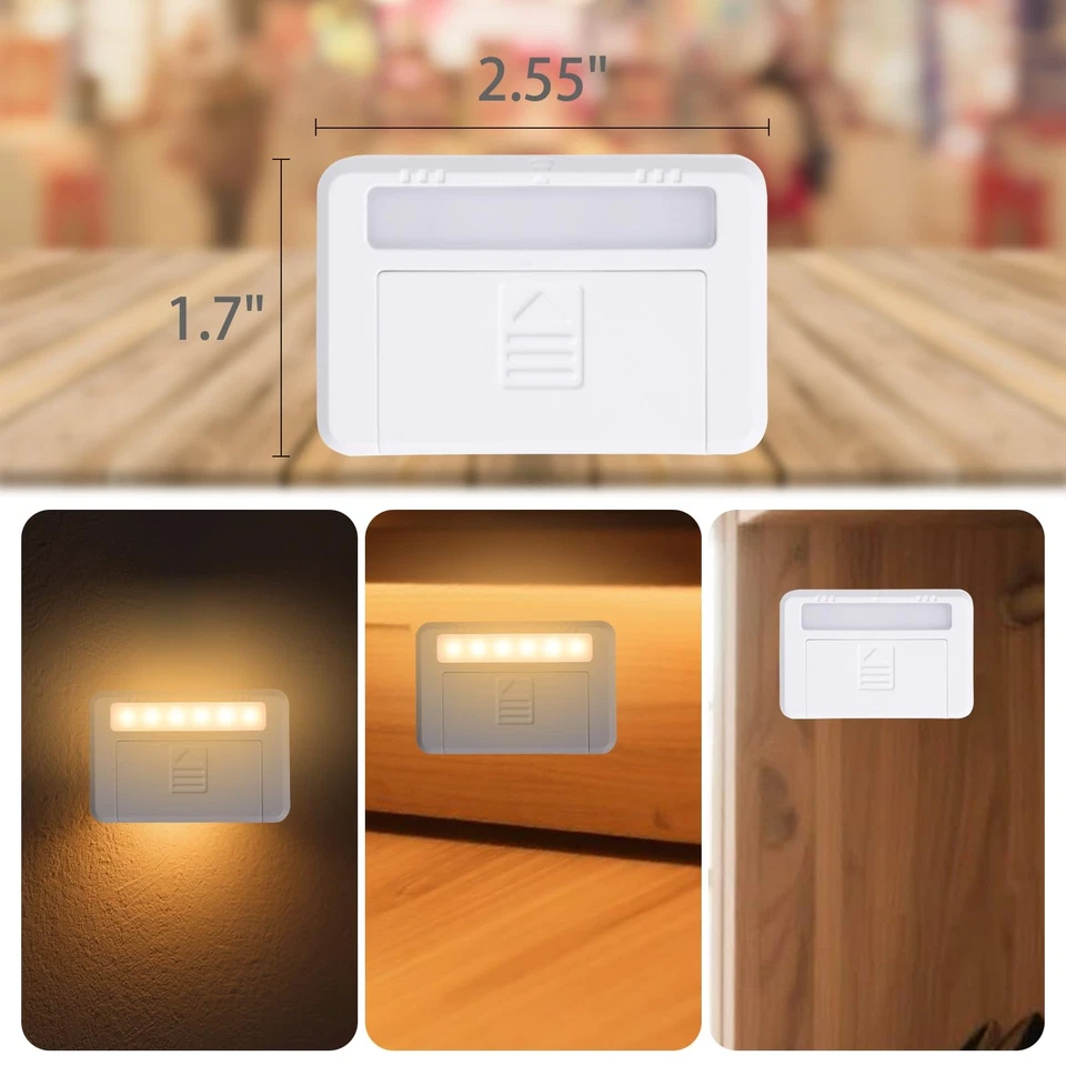 Paquete de 4 luces debajo del gabinete, sensor activado por puerta LED luces interiores del gabinete M... Foto 3 de 4