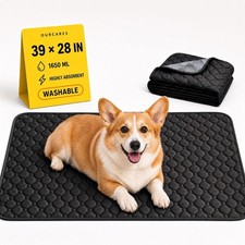 Washable Pee Pads for Dogs, Leak-Proof Reusable Crate XL, 39x28 Black 39''X28"