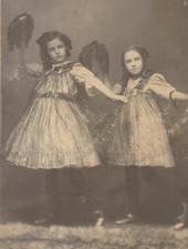Early Cabinet Card Photo of Two Little Girls in Costumes - XL4L
