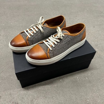 Taft The Jack Sneaker Mens US 9 Brown Houndstooth Leather Toe Low Top Shoes