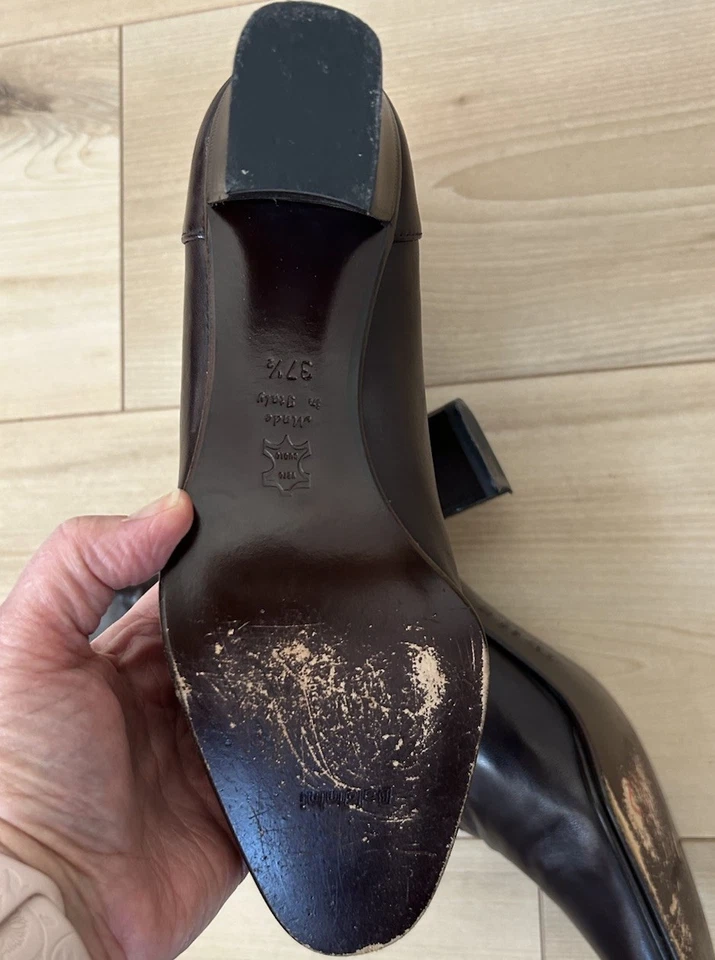 Botas de cuero suave para mujer BALDININI talla 7 marrón al tobillo hechas en Italia Foto 4 de 4