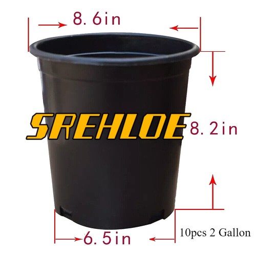 10pcs 2 Gallon Black Plant Flower Pot Plastic Nursery Pots Greenhouse Growing
