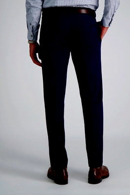 Haggar Mens Slim Straight Fit Flat Front Comfort Dress Pants Black Sz 38X30  $70 | eBay