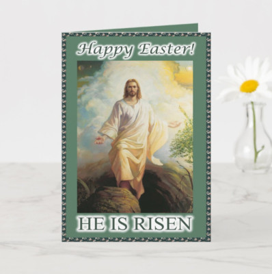Happy Easter - HE IS RISEN - 5.5'' x 8.5'' Greeting Card with Writing Space Inside
