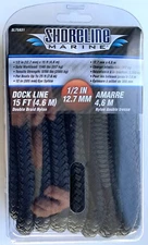 2 PCS Shoreline Marine 15ft Black Double Braided 1/2 Dock Line Boat Mooring Rope
