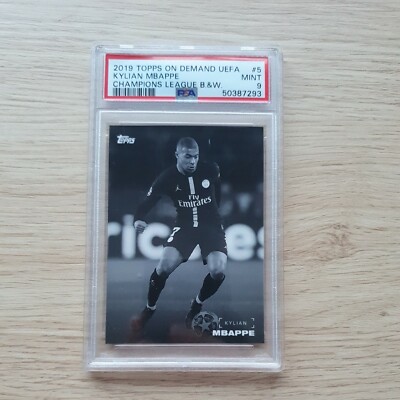 Kylian Mbappe Topps On Demand Black And White PSA 9 Mint Champions League Rare