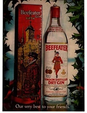 1976 Beefeater Dry Gin "Our Very Best To Your Friends" Christmas Gift Print Ad