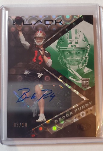 2022 PANINI BLACK AUTO BROCK PURDY SIGNED AUTOGRAPH ROOKIE CARD RARE 3 