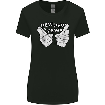 Pew Pew Pew Hände lustiges Sci-Fi Lichtschwert Damen breiter Schnitt T-Shirt