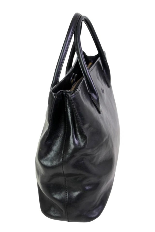 BOLSO DE MANO MONSAC LISO NEGRO CUERO REAL CLÁSICO BUSINESS SATCHEL MONEDERO Foto 3 de 4