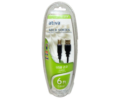 Ativa USB 2.0 Cable 6 ft Connect Computers Printers & Devices Gold Series NEW