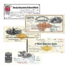 Vintage Colorado Bank Checks // 1800's Era // Set of 5