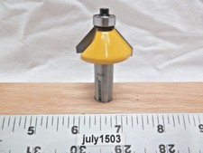 (1) NEW  Yonico 1-3/8 D 45° Chamfer Carbide Tip Router Bit 1/2 Shank Bearing y4