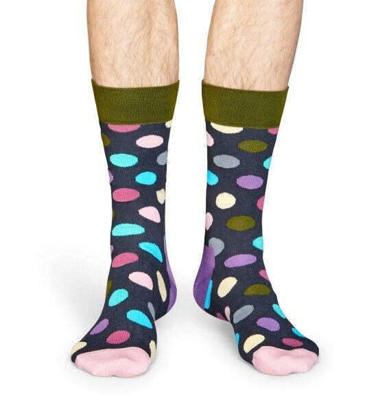 Happy Socks Socken Big Dot Sock Punkte Tupfen gepunktet getupft dunkelgrau bunt