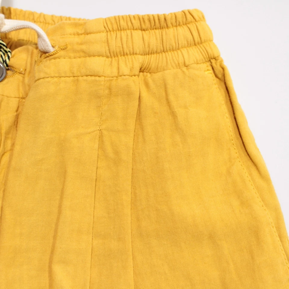 Pantalones con cordón informales Sartorio Kiton nuevos con etiquetas talla 34 EE. UU. en mezcla de lino amarillo Foto 4 de 4