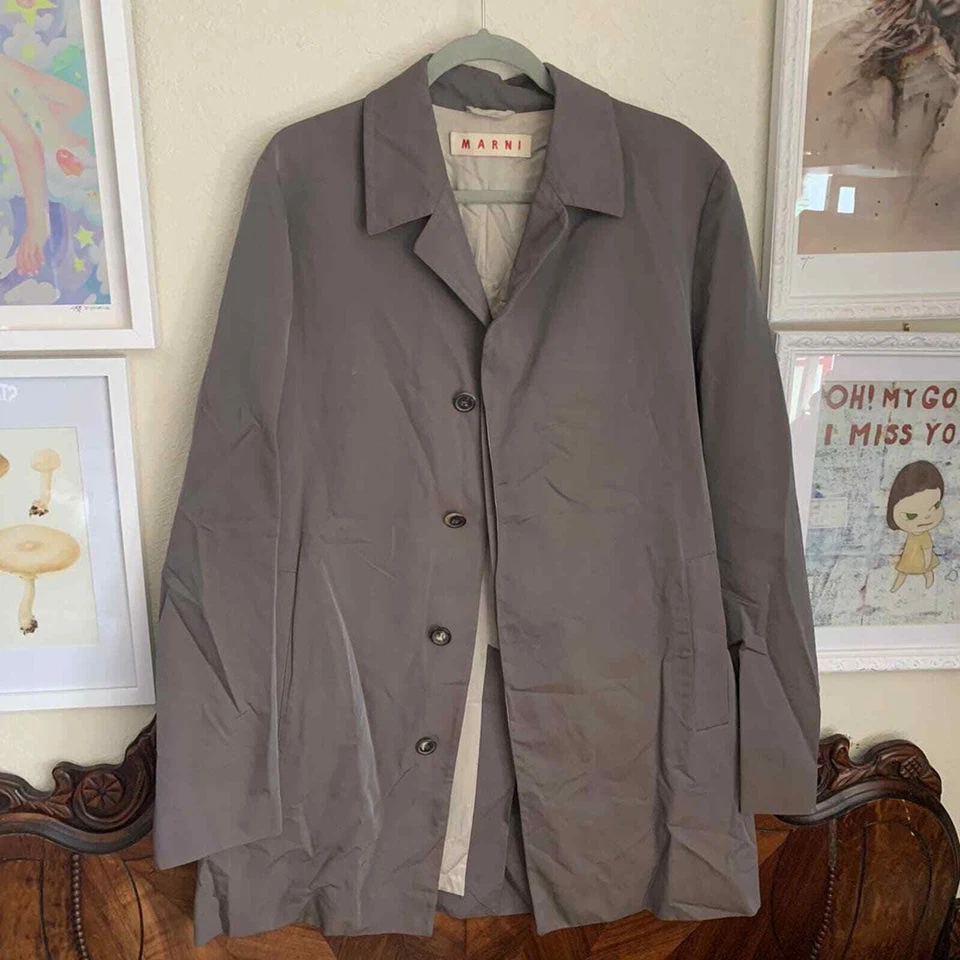 ABRIGO COCHE MARNI GRIS TALLA 50 M UOMO HOMBRE BOTONES INVISIBLES Foto 4 de 4