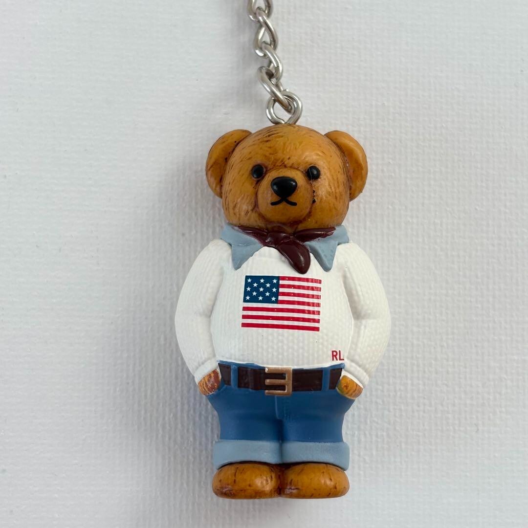 Polo Ralph Lauren White Sweater USA Flag Polo Bear Keychain Polo Ralph Lauren White Sweater USA Flag Polo Bear Keychain
