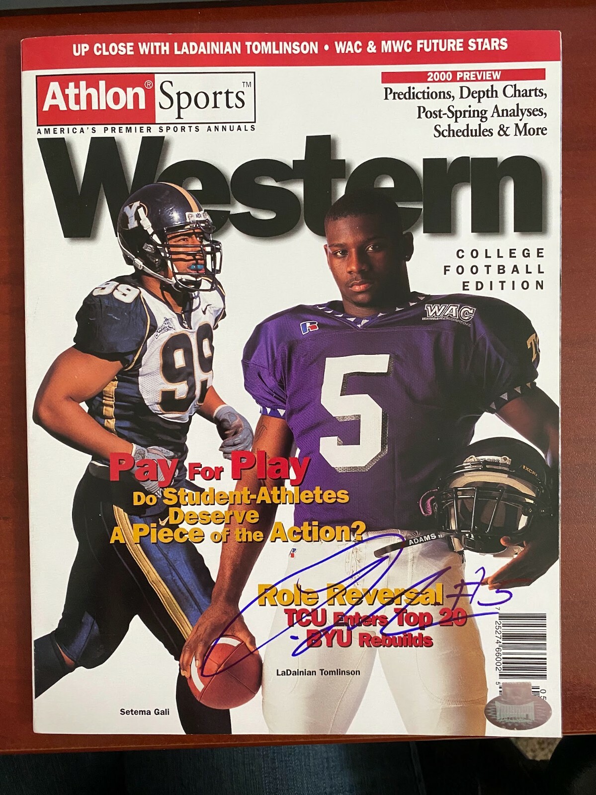 LaDainian Tomlinson Autographed Signed Hand Athlon Sports Western Football Magazine 2000 