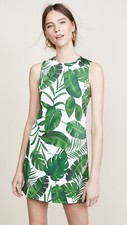 Alice + Olivia Coley Crew Tropical Leaves Dress White Green Size 10 NWOT