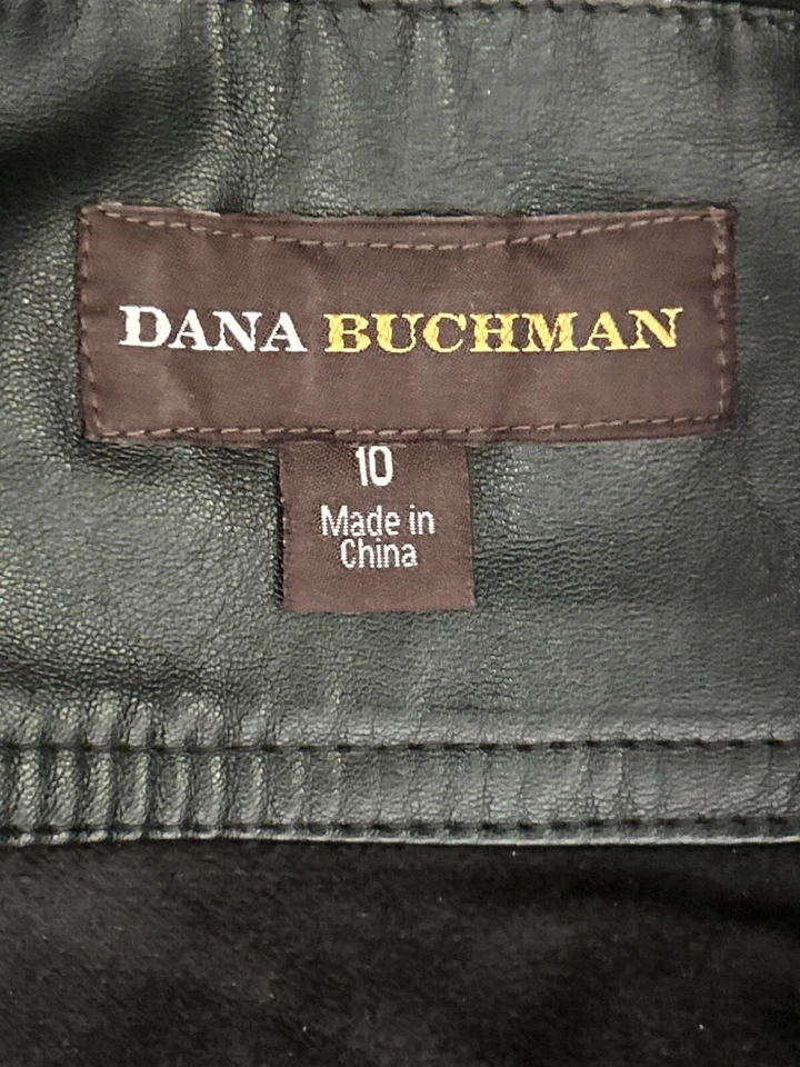 Falda Dana Buchman Mujer Talla 10 Negra Imitación Cuero Lápiz Mobwife Forrada Foto 3 de 4