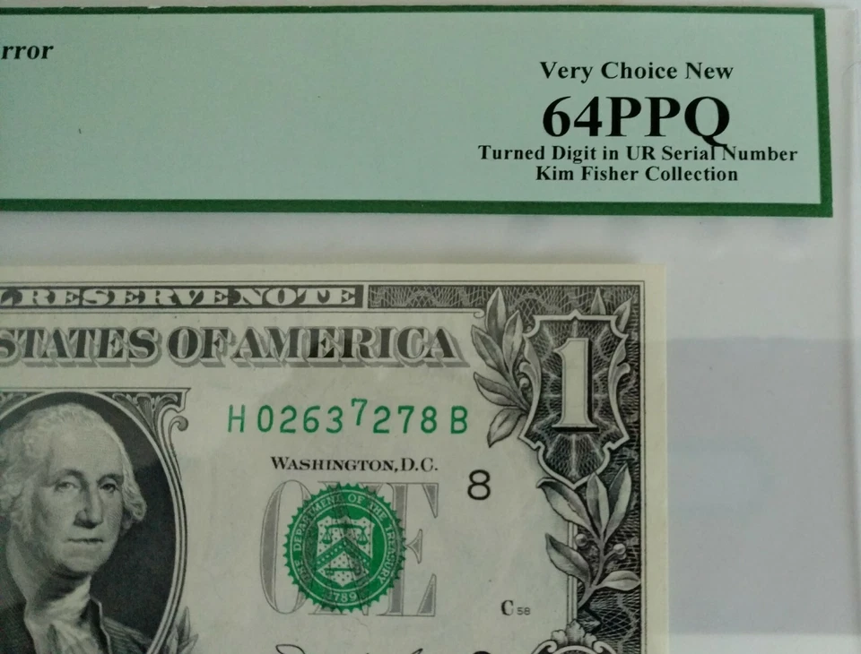 FR 1911-H 1981 $1 ERROR FEDERAL RESERVE NOTE PCGS 64 PPQ Turned Digit in serial# - Image 4 of 4