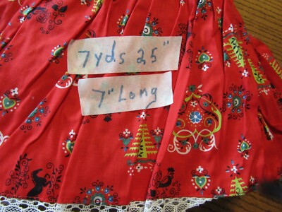 VTG Gathered Cotton Funky Fabric Pieces 7 Yd.   x 7''   15 yds X 6''   M1A