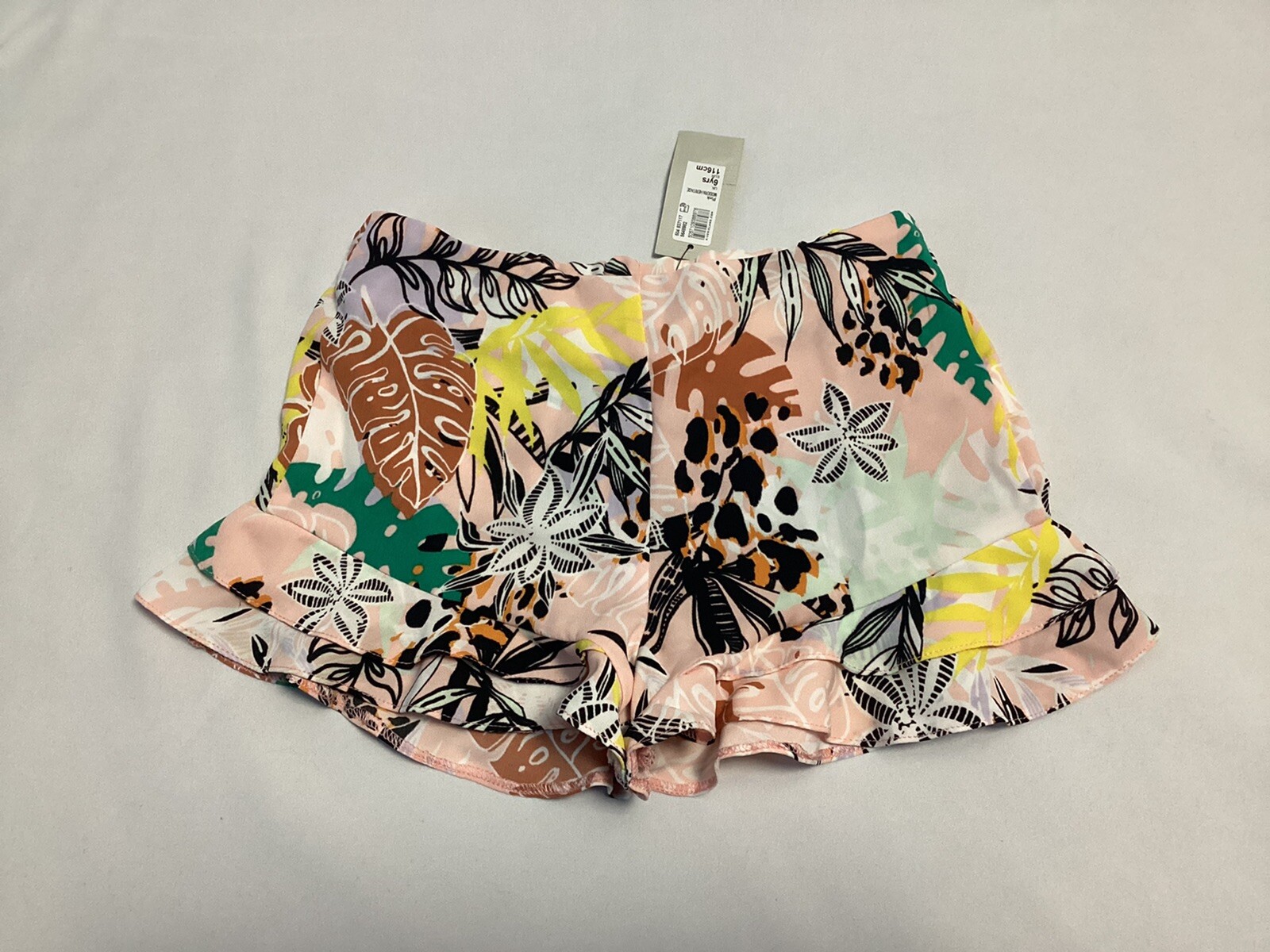 River Island Girls Print Frill Shorts Pink Size 6 Years