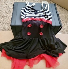 Girl's Jazz Dance Outfit W/Red Sequins And Tule