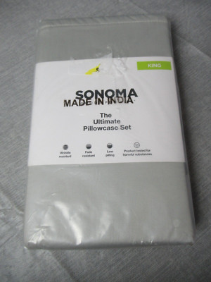 NIP Sonoma The Ultimate Pillowcase Set - King Size - Light Gray - c5 vh
