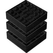 3 Pack Sock Underwear Organizer Dividers 64 Cell Fabric Foldable Cabinet Closet