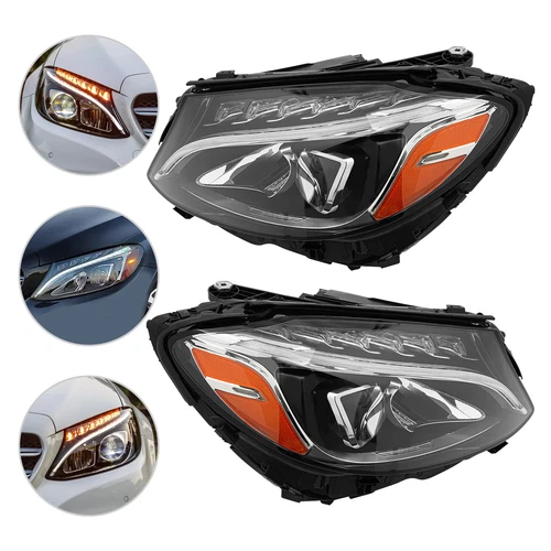 For 2015-2018 Mercedes Benz C-Class C300 W205 LED Headlight Pair Left&Right Side