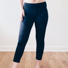Fabletics Black Mesh Knee Capri Leggings