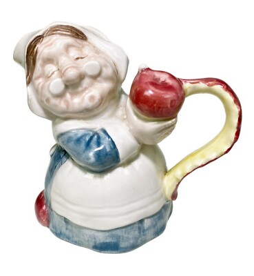 Fitz Floyd Vtg 1990 Pilgrims Process Thanksgiving Lady Creamer Cream Pitcher Jug