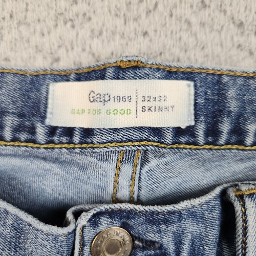 GAP Jeans Mens 32x32 Blue Skinny Slim FIt Modern Medium Wash Stretch Denim 1969 - Picture 9 of 12