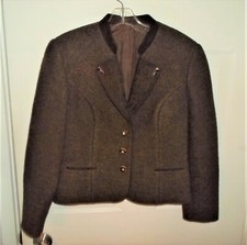 Lodenfrey Wool Riding Hunting Steampunk Jacket 42 Brown Austria Crop Embroidery