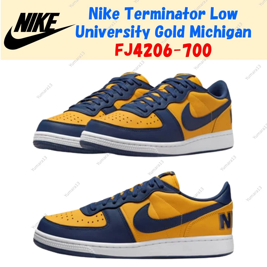 Nike Terminator Low University Gold Navy Michigan FJ4206-700 US 4