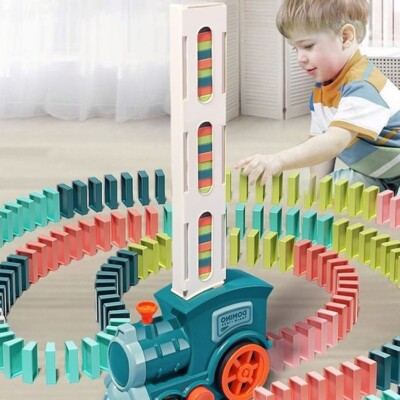 Train électrique jeu Domino pose automatique jouet musical enfant 63 pieces 