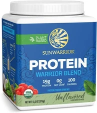 Sunwarrior Warrior Blend Organic Vegan Plant Protein Powder with BCAAs, 13.2 oz