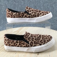 Soda Shoes Youth 3 Girls Animal Print Casual Slip On Loafer Brown Fabric Flats