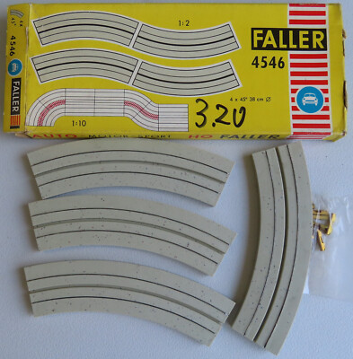 Faller AMS 4546 -- 4 x einspurige Kurven in OVP, 60er Jahrer Spielzeug  #DEZ1886