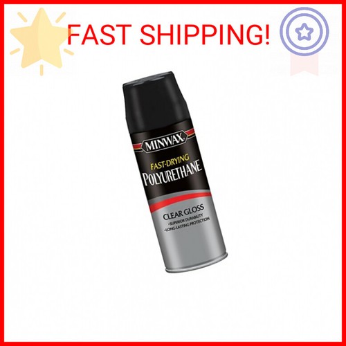 Minwax Fast Drying Polyurethane Spray, Protective Wood Finish, Clear/Warm Gloss,