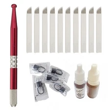 RoYun Permanent Makeup Tattoo Pen 15ML Pigment Microblading Needle Ring Cup Set