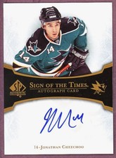 2007 SP AUTHENTIC SIGN OF THE TIMES JONATHAN CHEECHOO Autograph San Jose Sharks