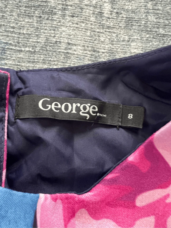 Vestido George azul rosa sem mangas bainha bolha com cinto combinando meninas 8 - Imagem 3 de 4