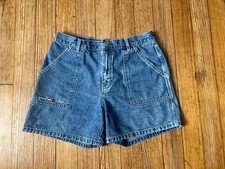 VINTAGE TOMMY HILFIGER DENIM SHORTS, BUCKLE BACK, BIG FLAG, SZ 9