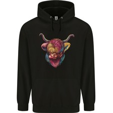 Colourful Highland Cow Childrens Kids Hoodie