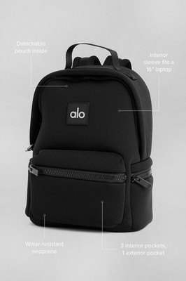 alo yoga 大人気　リュック　黒　ブラック NEW Alo Yoga Stow Backpack Black /Silver Neoprene Detachable Pouch