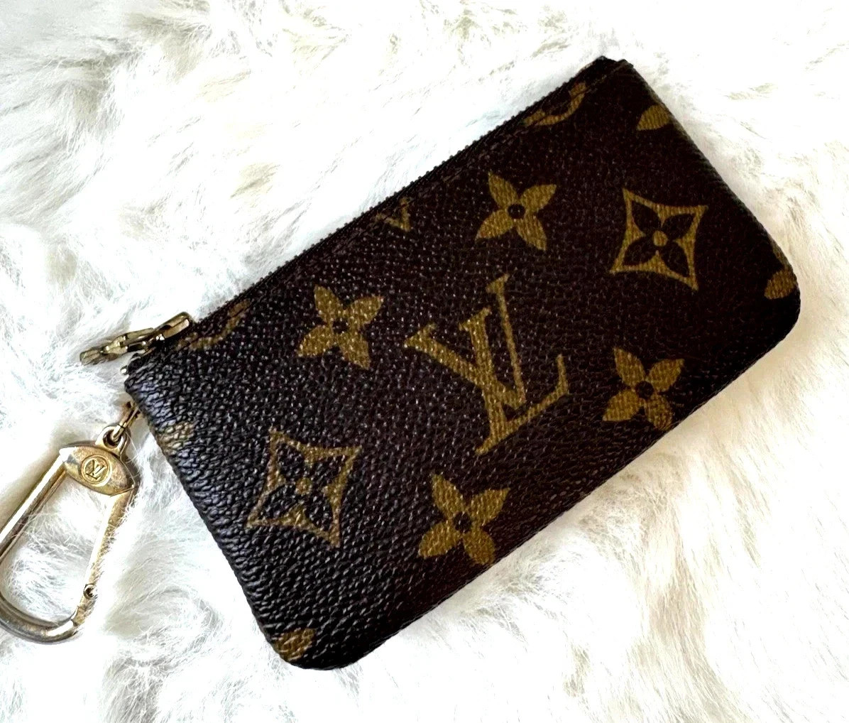 Louis Vuitton Monogram Pochette Cles Wallet Coin Purse Brown