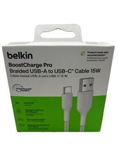 Belkin BoostCharge Pro Braided USB-A to USB-C Cable 15W 3.3 Ft 1M White
